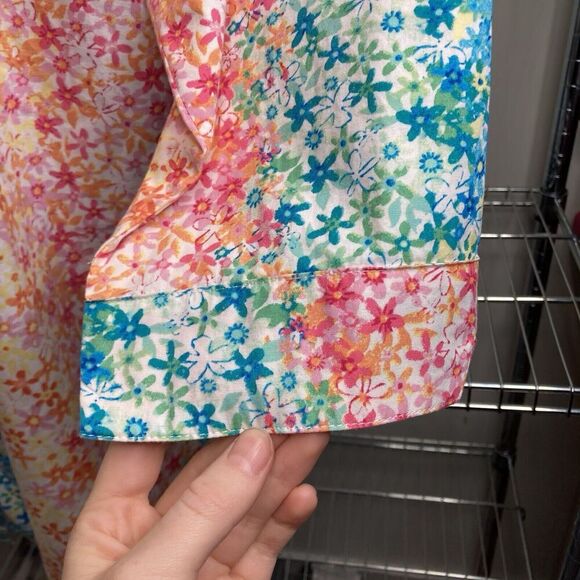 Vintage THE TOG SHOP Women’s Colorful Floral Blouse Size 16 Patchwork Preppy - Picture 5 of 12